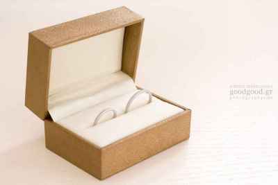 Photograph of wedding rings inside their box
