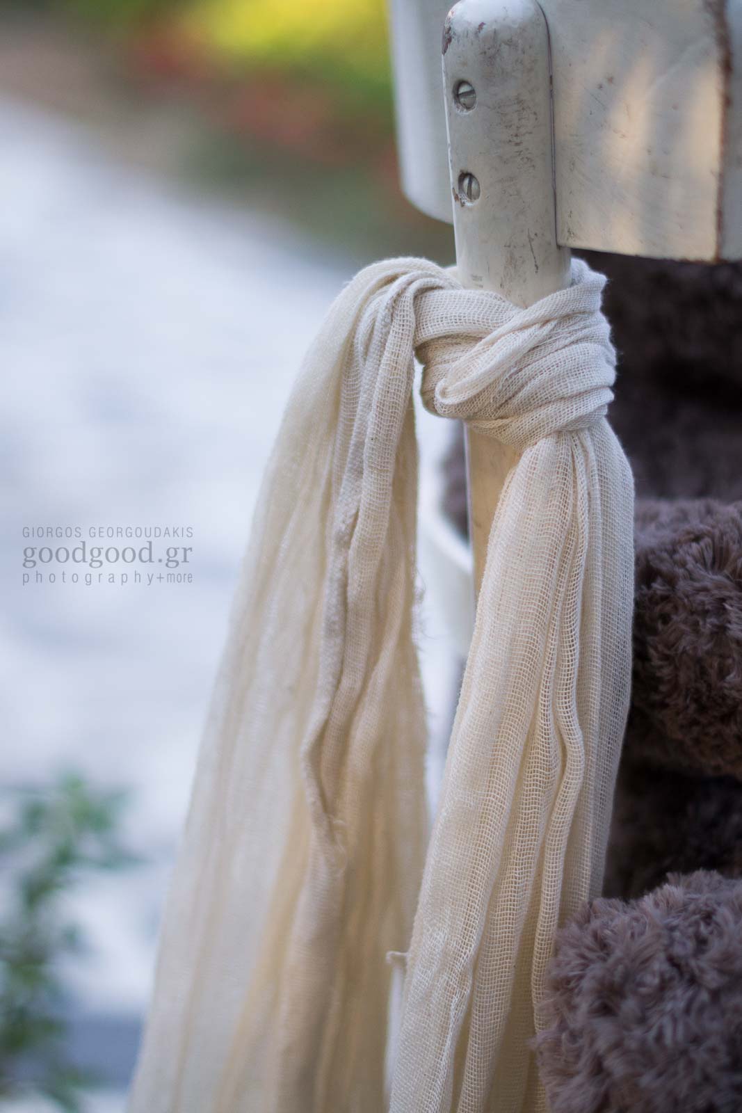 Christening titivation, scarf hanging of a chair back